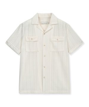 SHORT-SLEEVED SHEER CROCHET SHIRT (OFF WHITE)