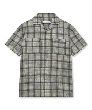SHORT-SLEEVED RESORT CHECK SHIRT (BROWN)