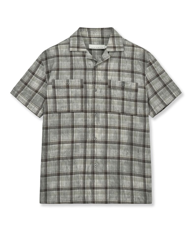 SHORT-SLEEVED RESORT CHECK SHIRT (BROWN)
