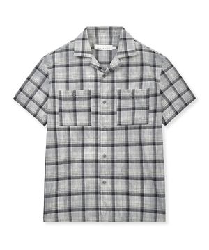 SHORT-SLEEVED RESORT CHECK SHIRT (GRAY)