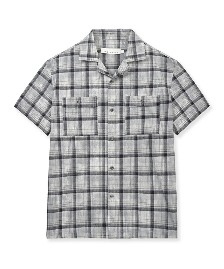 SHORT-SLEEVED RESORT CHECK SHIRT (GRAY)