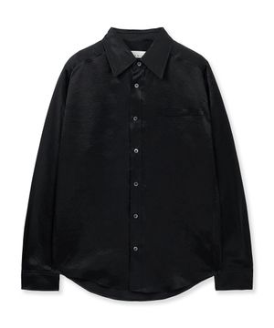 CRINKLED SATIN SHIRT (BLACK)
