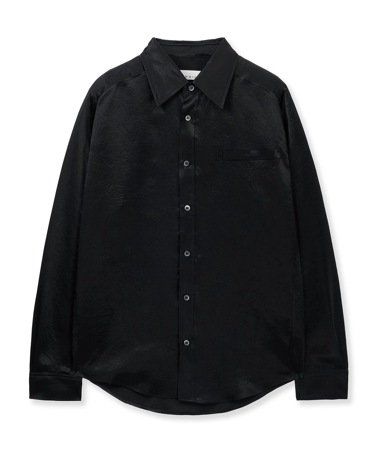 언지미크(UNGIMMICK) CRINKLED SATIN SHIRT (BLACK)
