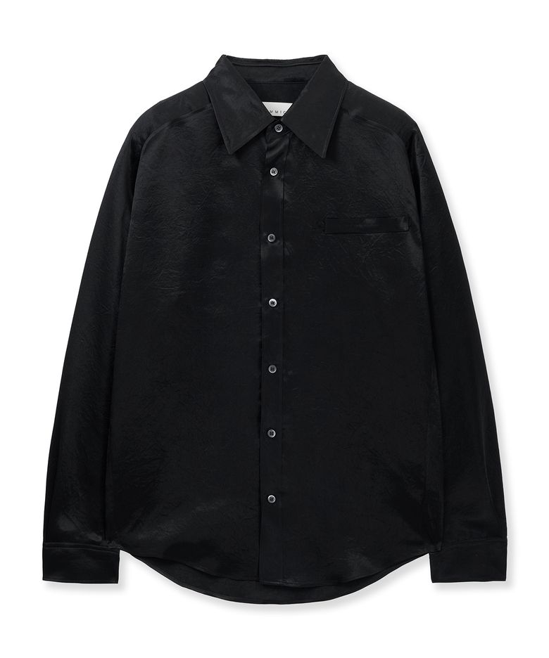 CRINKLED SATIN SHIRT (BLACK)