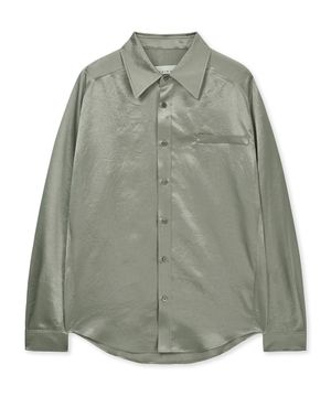CRINKLED SATIN SHIRT (BEIGE)