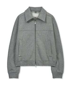 HIGH NECK ZIP-UP JACKET (MELANGE GRAY)