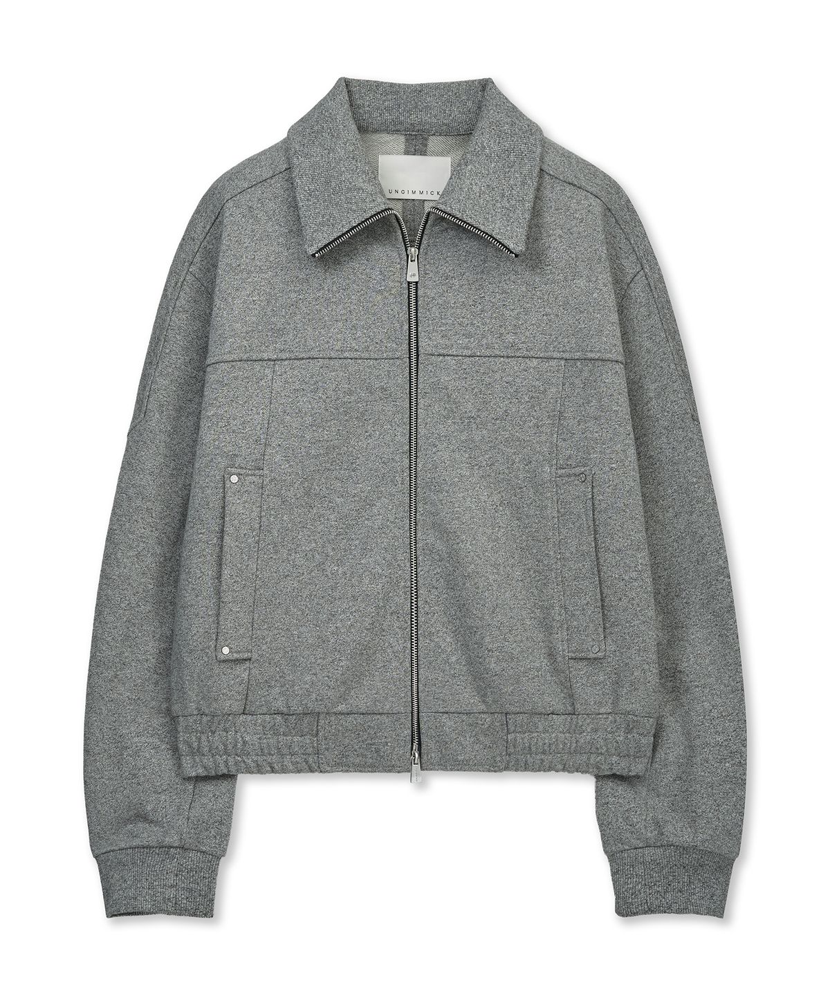 언지미크(UNGIMMICK) HIGH NECK ZIP-UP JACKET (MELANGE GRAY)