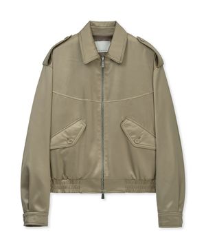EPAULETTE SATIN BLOUSON JACKET (BEIGE)
