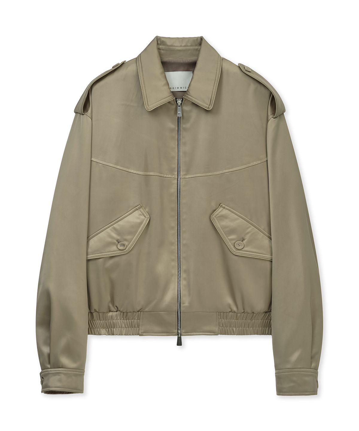 언지미크(UNGIMMICK) EPAULETTE SATIN BLOUSON JACKET (BEIGE)
