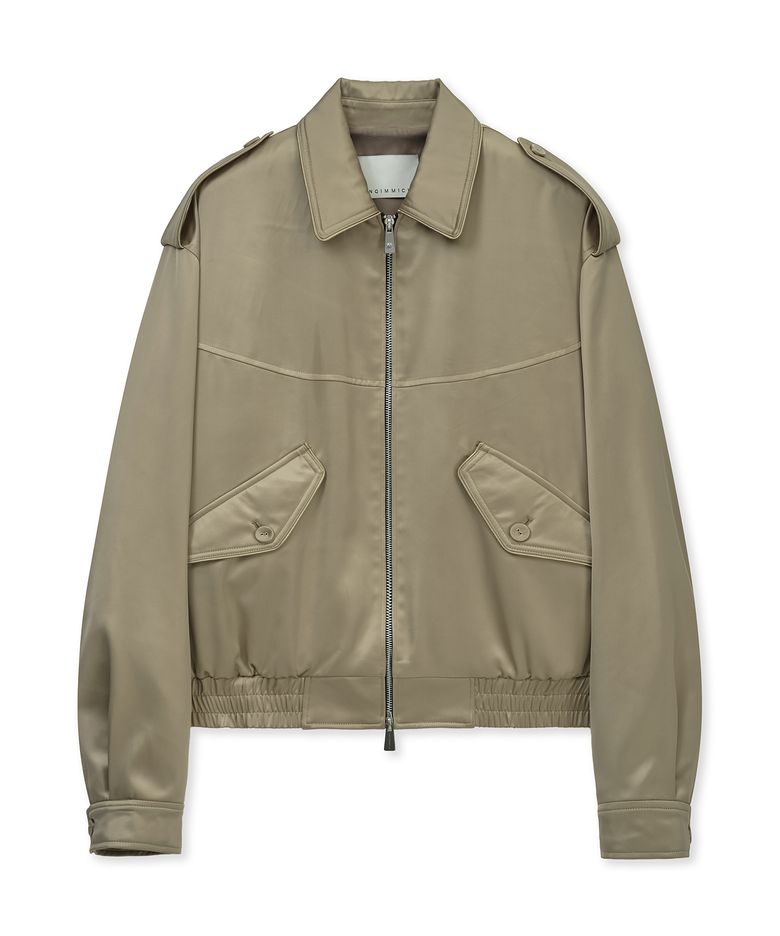 EPAULETTE SATIN BLOUSON JACKET (BEIGE)