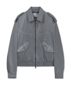 EPAULETTE SATIN BLOUSON JACKET (GRAY)