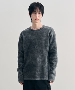 리브드 롱슬리브 티셔츠 [SNOW GRAY]