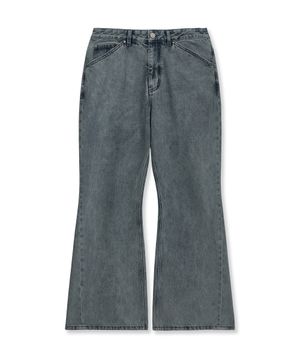 WIDE FLARED FADE DENIM PANTS (VINTAGE BLUE)