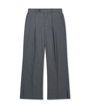PINSTRIPE SEMI FLARED PANTS (GRAY)