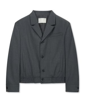 STRUCTURED PINSTRIPE BLOUSON JACKET (GRAY)
