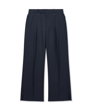 HERRINGBONE SEMI FLARED PANTS (NAVY)