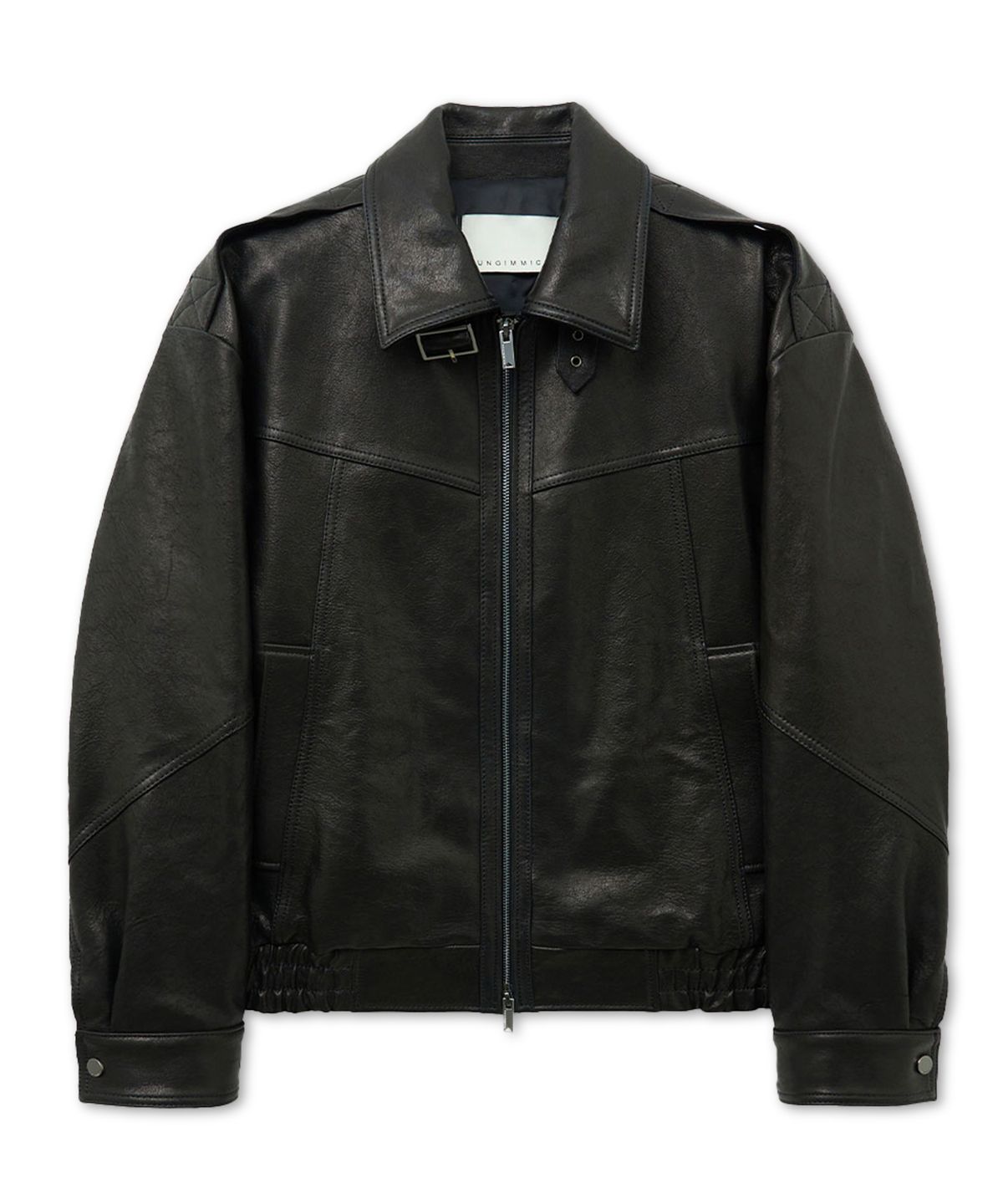 언지미크(UNGIMMICK) SHRUNKEN NAPPA LEATHER RIDER JACKET (BLACK / LAMBSKIN)