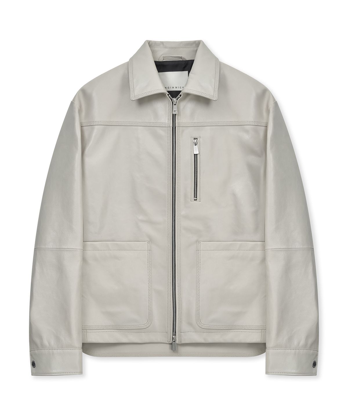 언지미크(UNGIMMICK) OIL-WAXED NAPPA LEATHER JACKET (OFF-WHITE / LAMBSKIN)