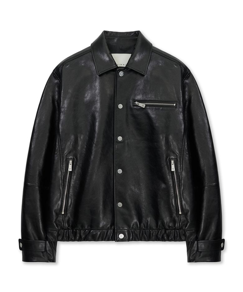 VINTAGE WAXED NAPPA LEATHER JACKET (BLACK / LAMBSKIN)