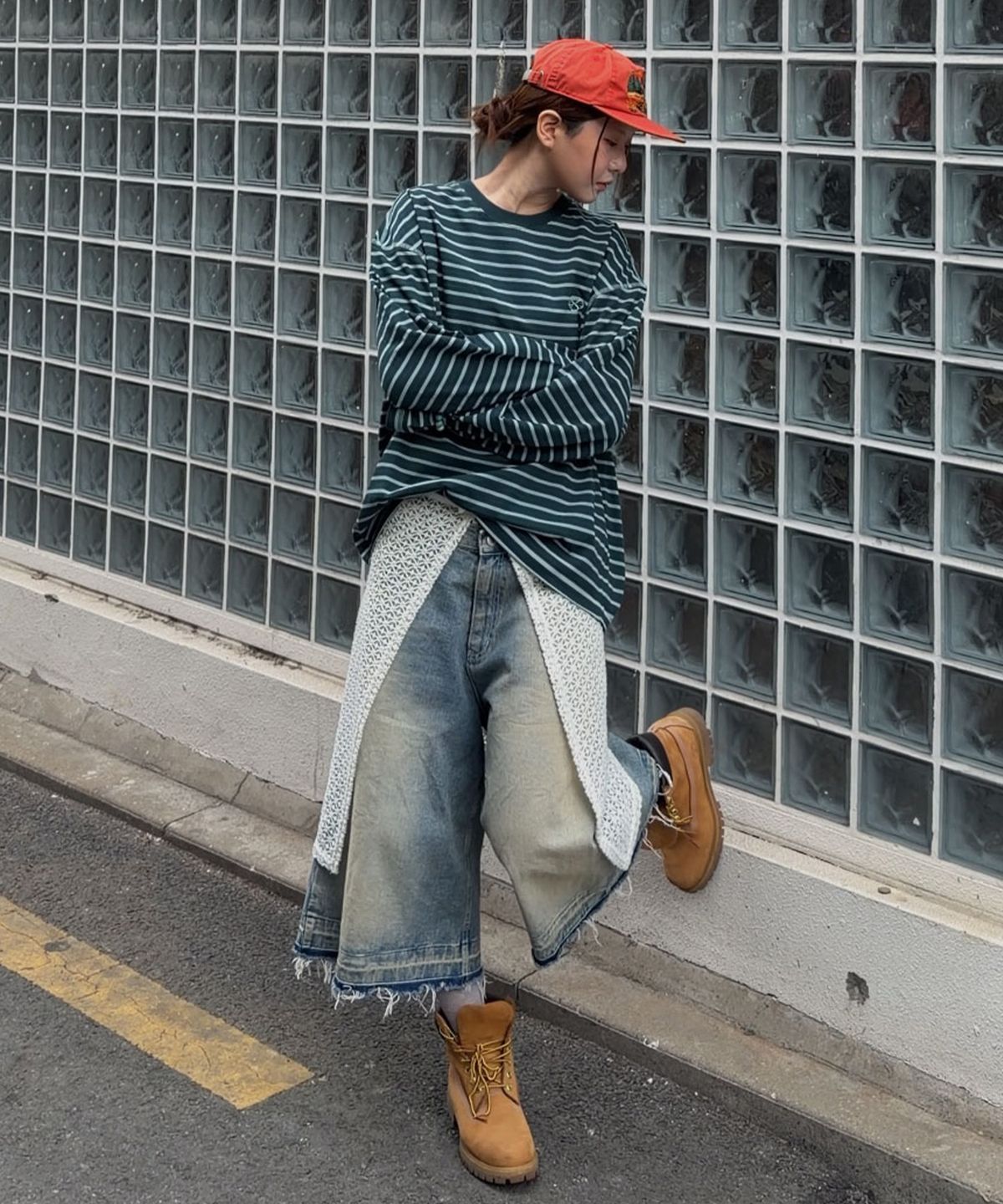 논타입(NONTYPE) STRIPE LONG SLEEVE T-SHIRT (GREEN)