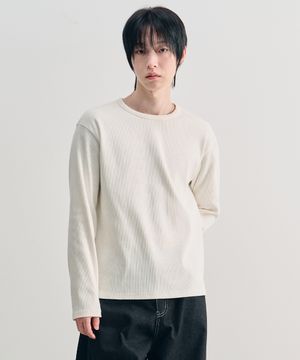 리브드 롱슬리브 크롭 티셔츠 [WHITE]