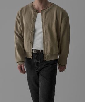 로우컷 크롭 코튼 가디건 [베이지]