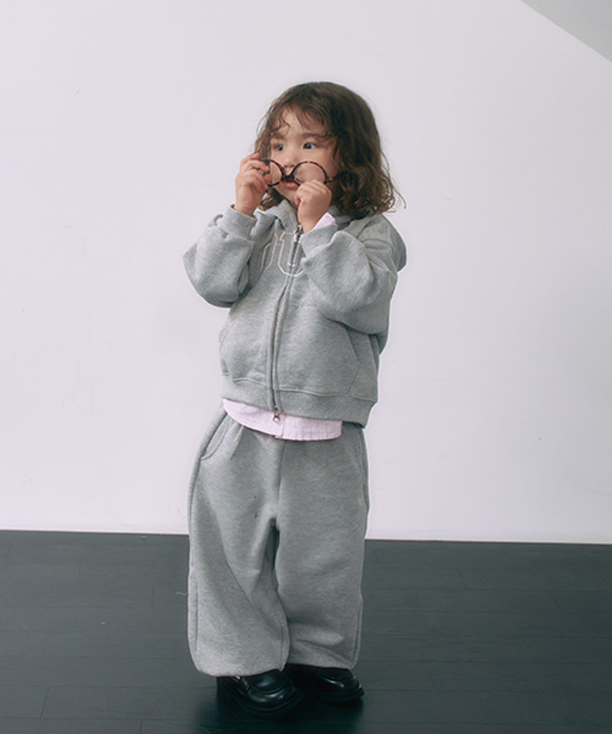 아워컬러(OURCOLOR) (set) kids classic Hooded set-up _ grey