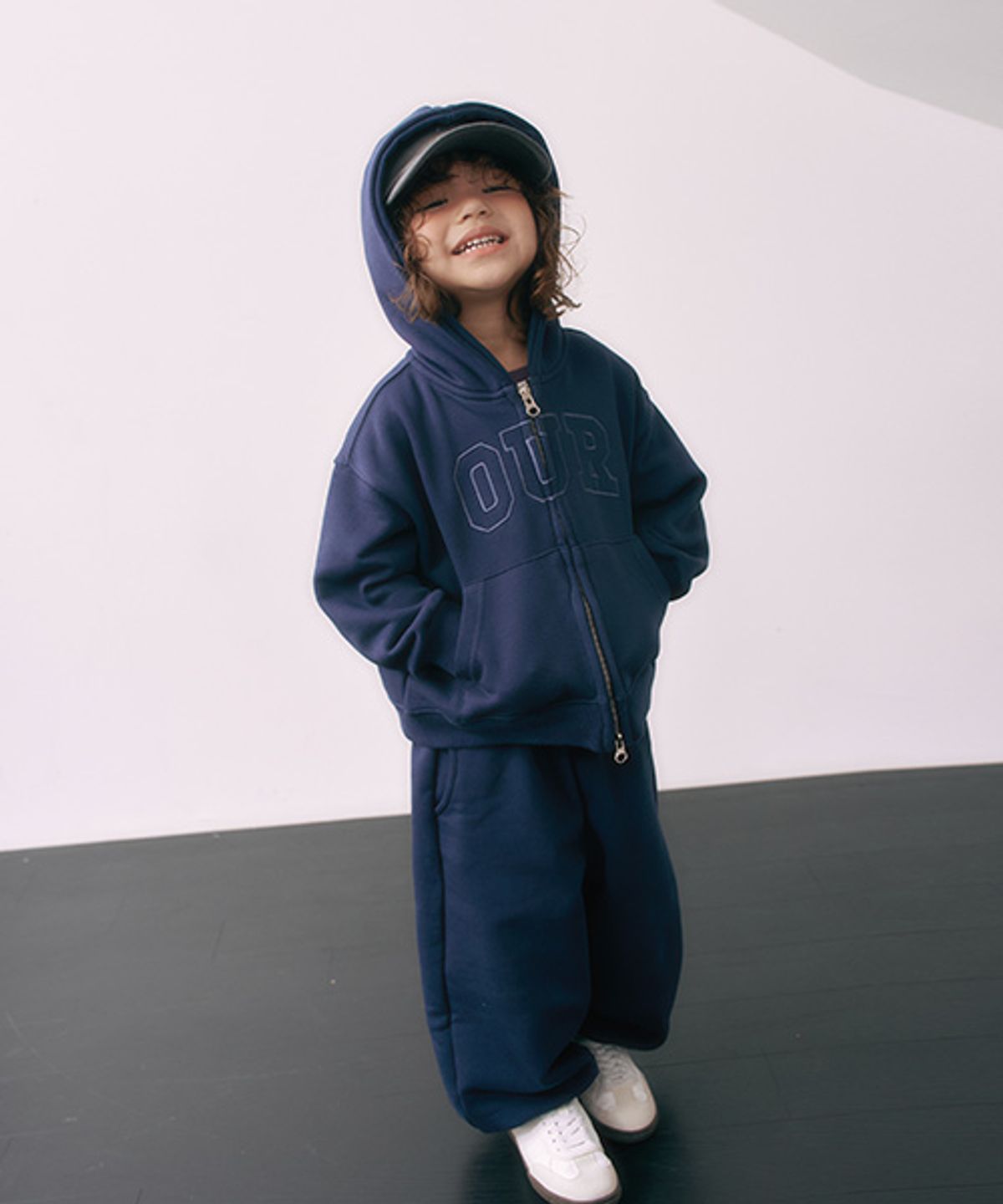 아워컬러(OURCOLOR) (set) kids classic Hooded set-up _ navy