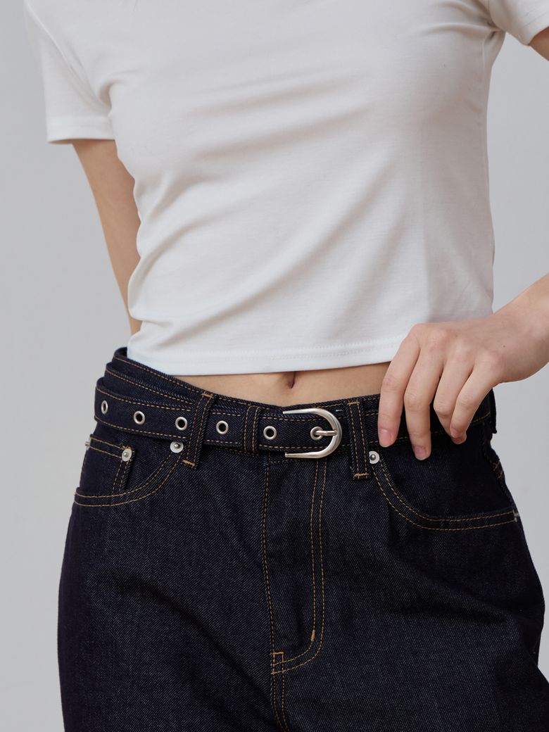 논페이드 스티치 데님 벨트