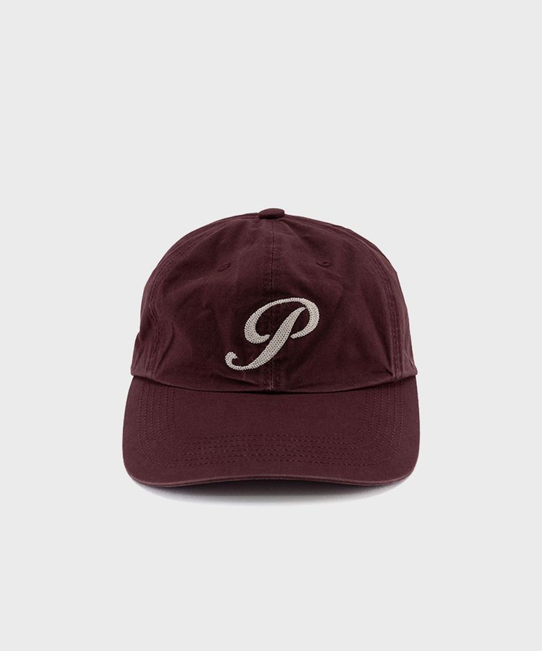 BURGUNDY P-LOGO 6 PANEL CAP