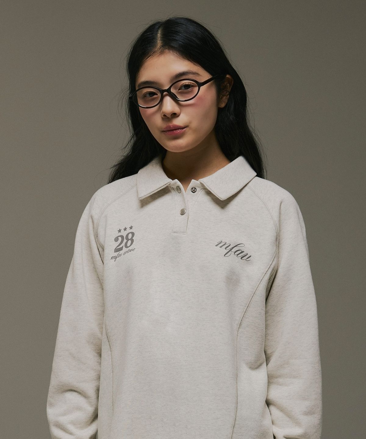 엠페브(MFAV) 스냅라인 폴로 롱슬리브 오트밀