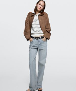 미드웨이스트 와이드 레그 진