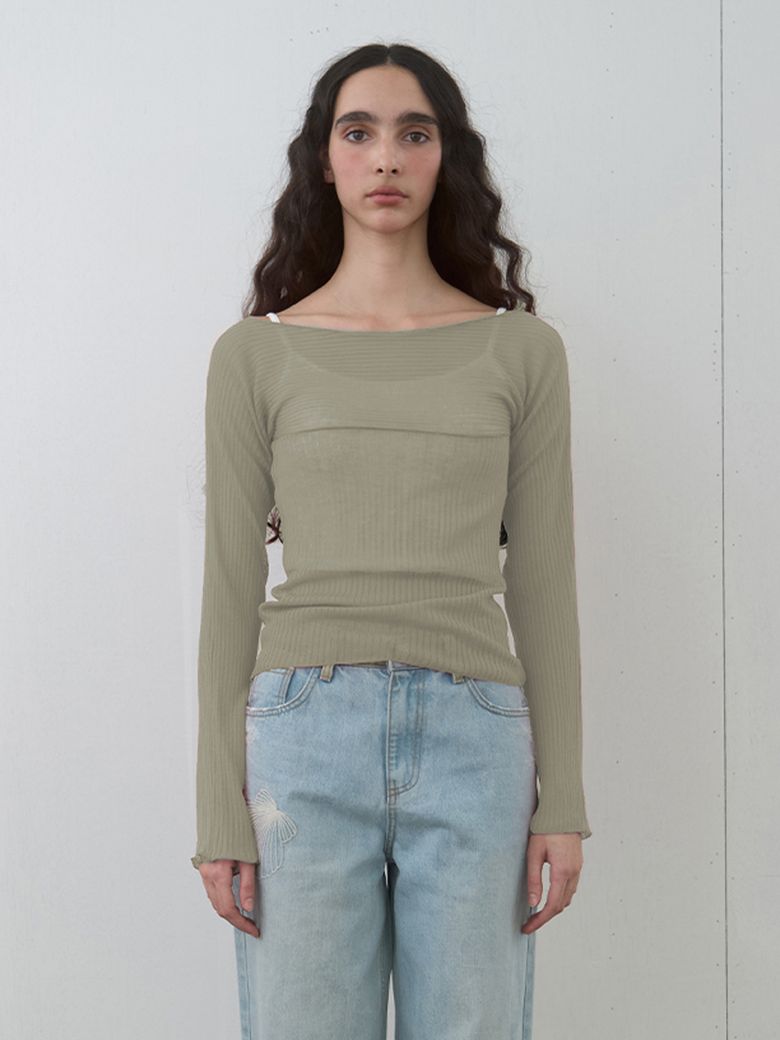 Sheer Boatneck Knit Sage