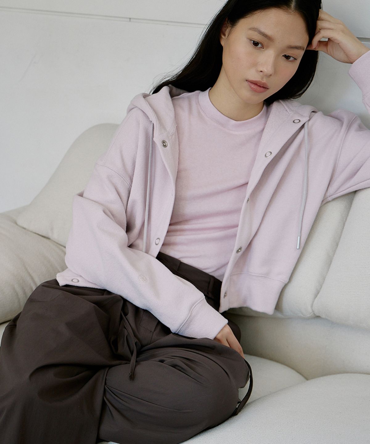 오어서울(AURE SEOUL) 부클 테리 후드 점퍼 [핑크]