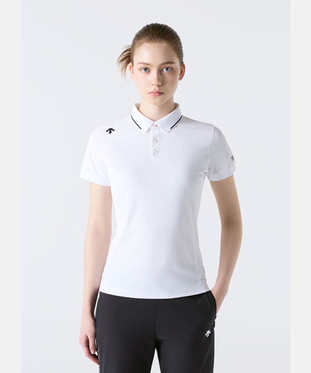데상트(DESCENTE) 스위스 트라이애슬론 폴로 반팔 티셔츠 화이트 SR223IPS51