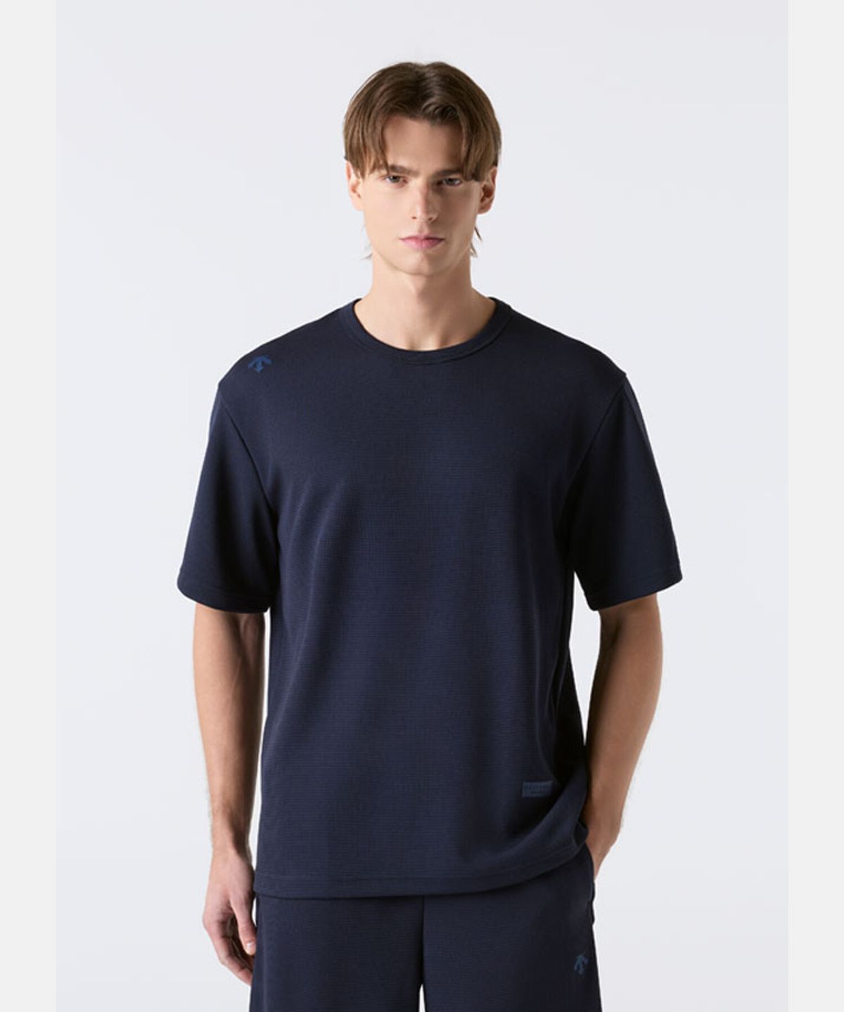 데상트(DESCENTE) 드라이 와플 반팔 티셔츠 네이비 SR111UTS32