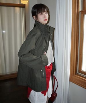 (woman) 스탠 하이넥 하프 야상