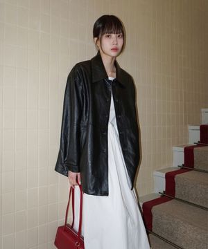 (woman) 싱글 레더 하프자켓