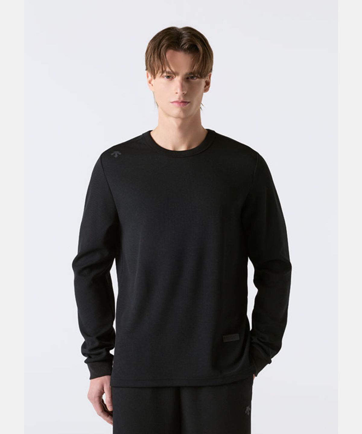 데상트(DESCENTE) 드라이 와플 긴팔 티셔츠 블랙 SR111UTL32