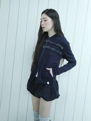 레이어드 셔링 후드집업 (네이비)