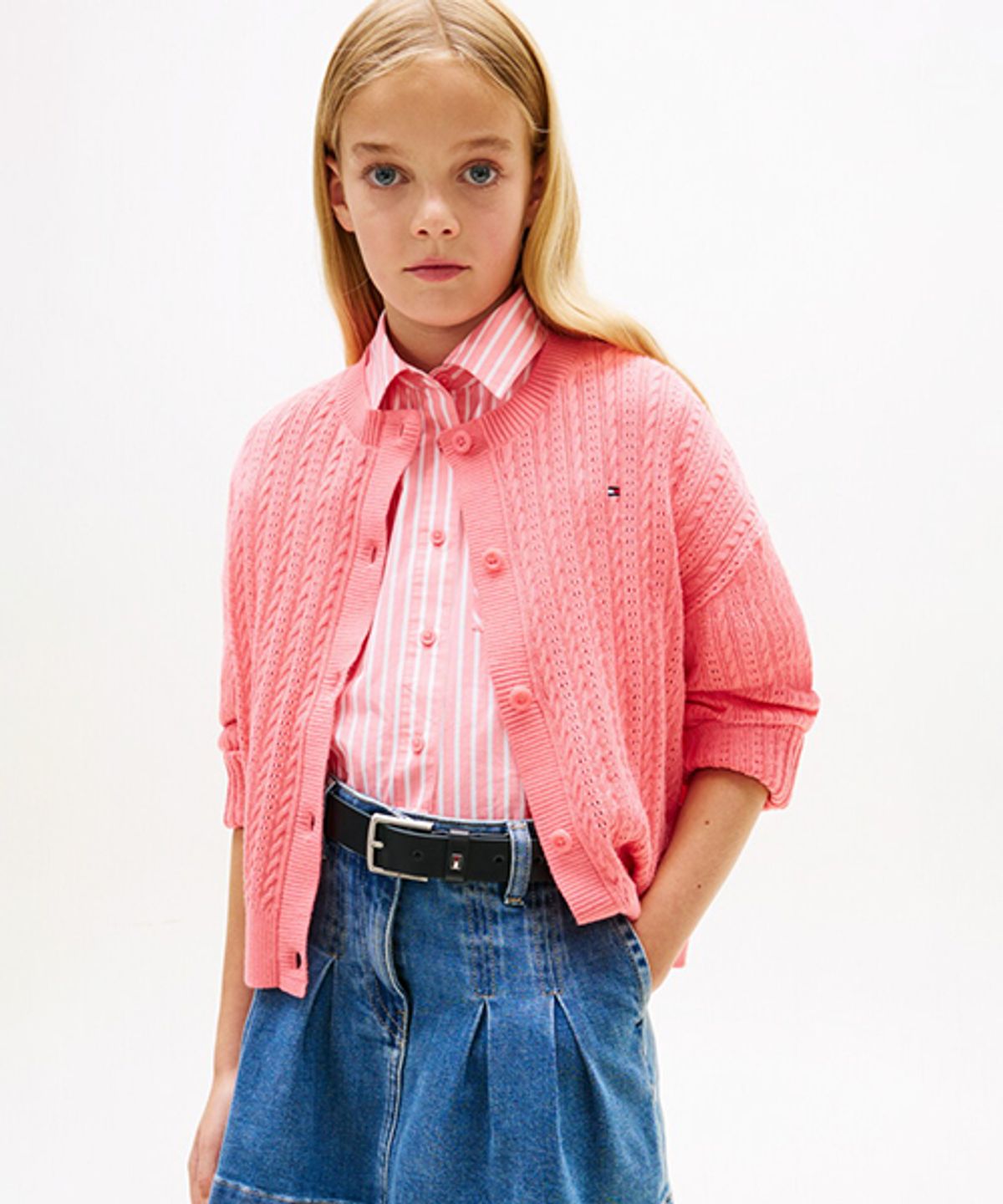 타미힐피거 키즈(TOMMY HILFIGER KIDS) 포인텔 케이블 가디건