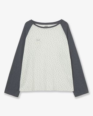 COZY FLOWER RAGLAN LONG SLEEVE [CHARCOAL]