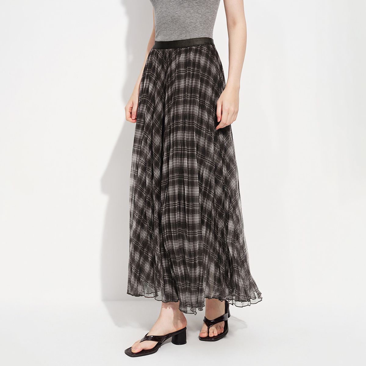 웬스데이딜라잇(WEDNESDAY DELIGHT) WD_Plaid mesh banding skirt
