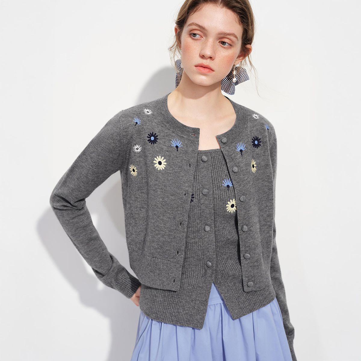 웬스데이딜라잇(WEDNESDAY DELIGHT) WD_Flower camisole and cardigan set