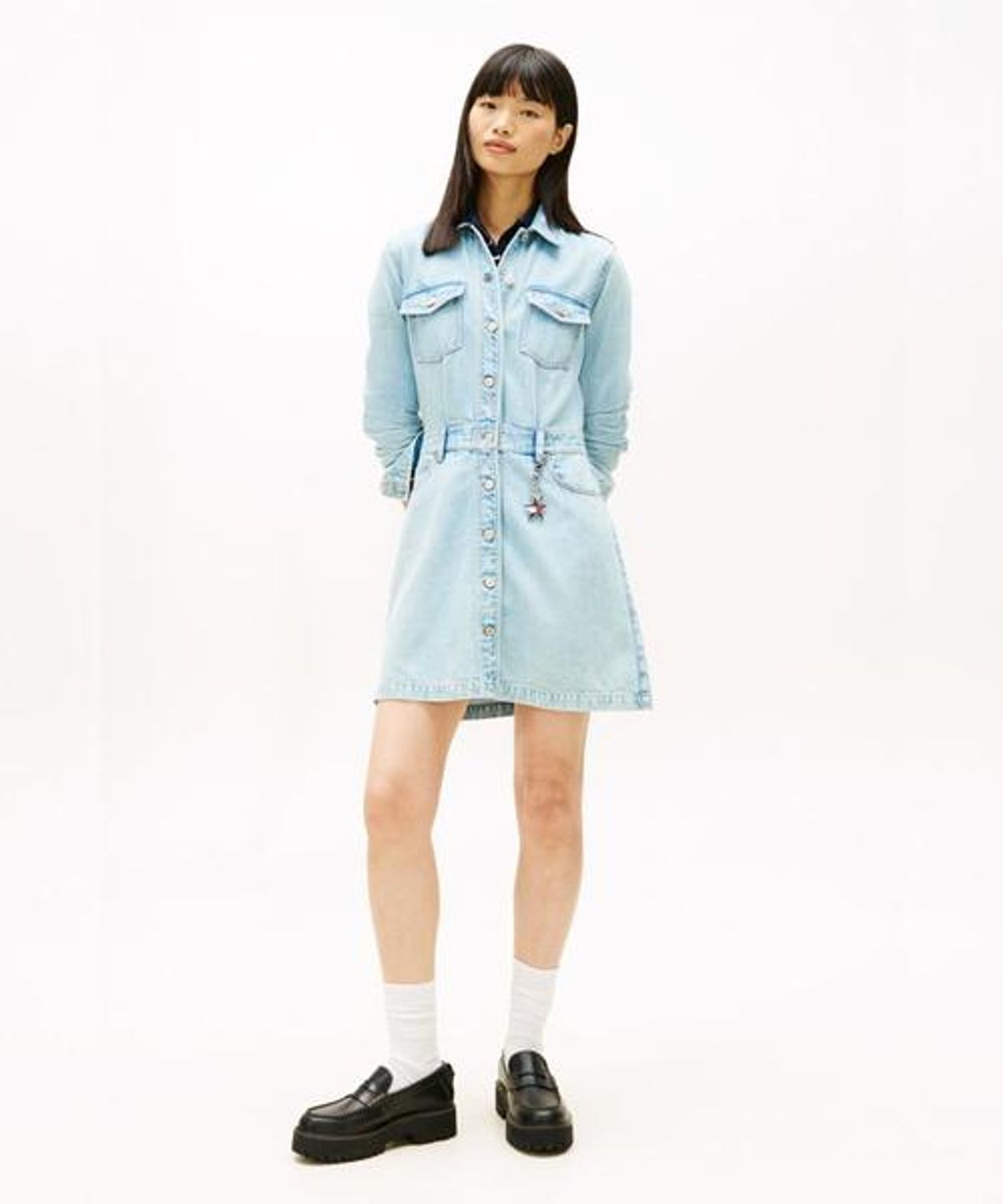 타미진스(TOMMY JEANS) 데님 트러커 미니 원피스 (T32G0NOP11TWT11A5)
