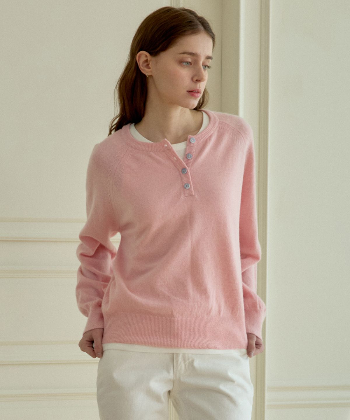 힐리오트(HEALIOTE) HEAL ICY BUTTON KNIT_PINK