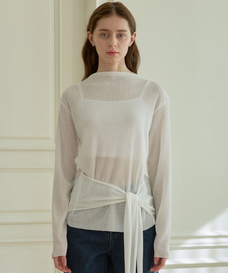 MIAKE BELT TIE T-SHIRT_WHITE