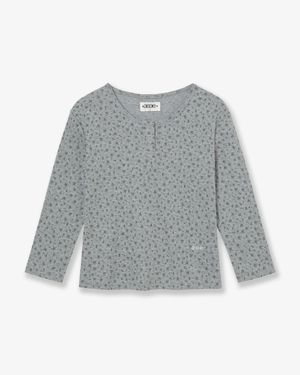 FLOWER HENLEY NECK TEE [MELANGE GREY]