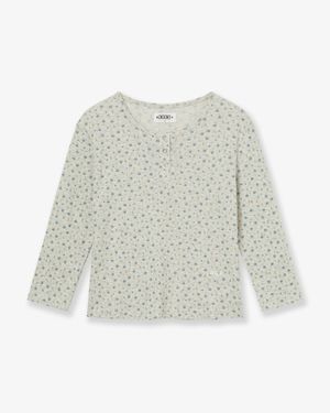 FLOWER HENLEY NECK TEE [OATMEAL]