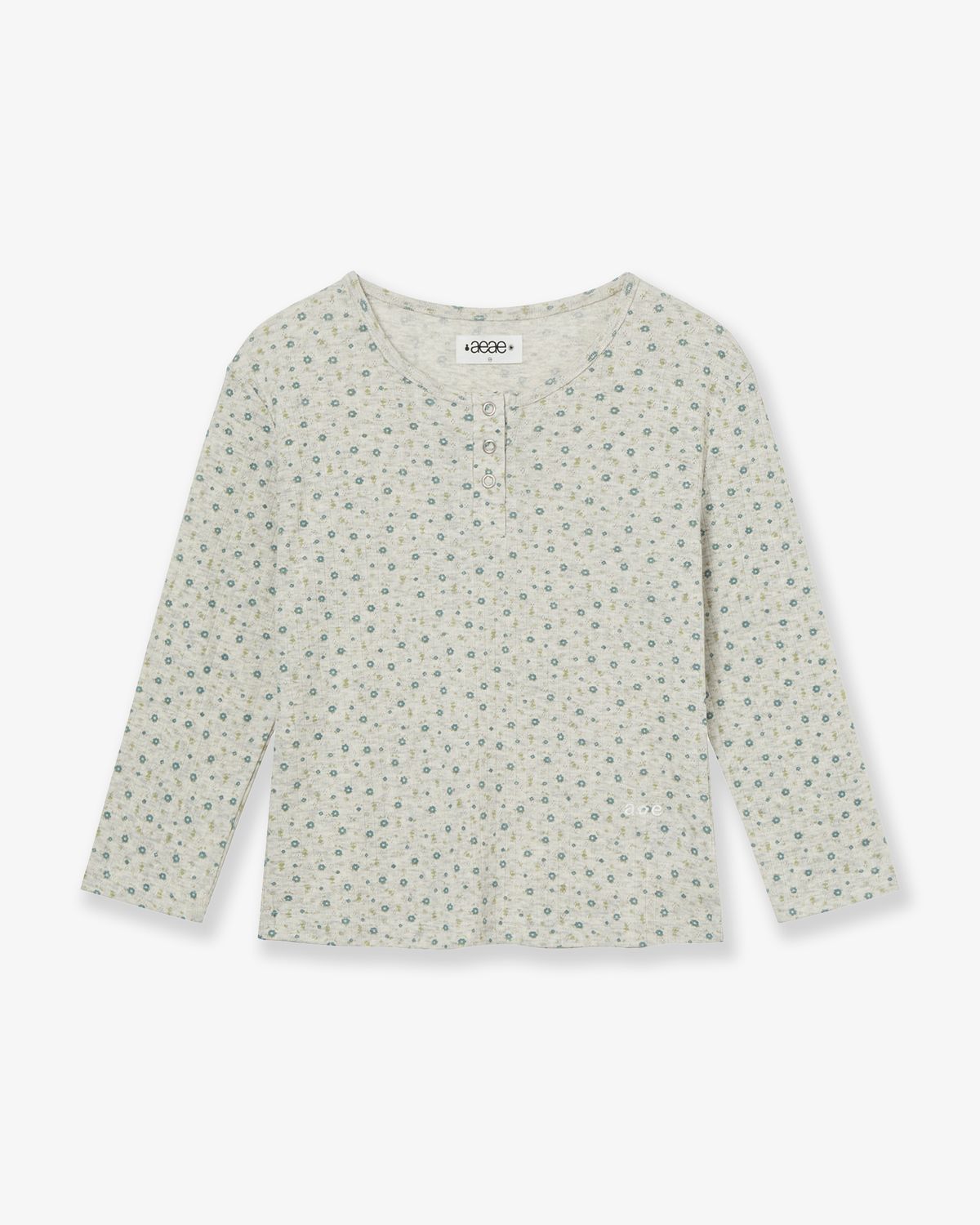 에이이에이이(AEAE) FLOWER HENLEY NECK TEE [OATMEAL]
